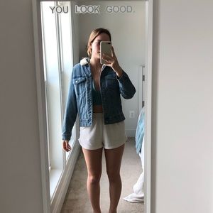 like new denim jacket with fleece inside and color